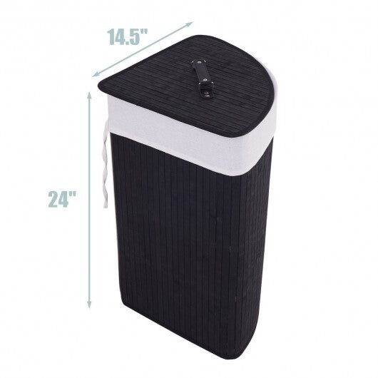 Corner Bamboo Hamper Laundry Basket-Black - Color: Black LuxuryLifeWay Online Store