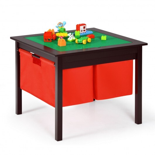 2-in-1 Kids Double-sided Activity Building Block Table with Drawers-White LuxuryLifeWay Online Store