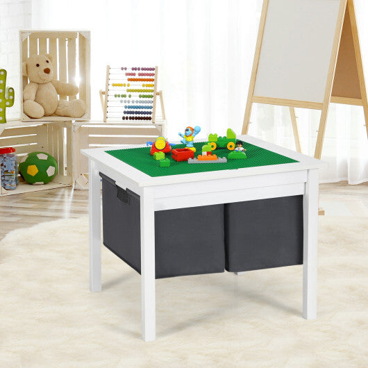 2-in-1 Kids Double-sided Activity Building Block Table with Drawers-White - Color: White LuxuryLifeWay Online Store
