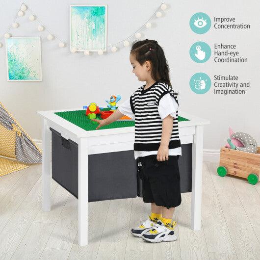 2-in-1 Kids Double-sided Activity Building Block Table with Drawers-White - Color: White LuxuryLifeWay Online Store