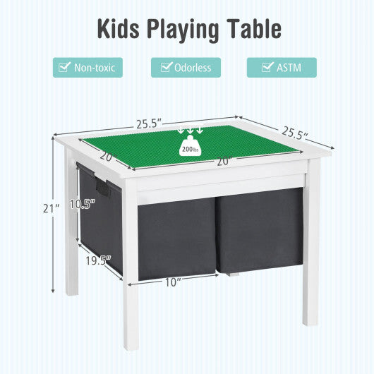 2-in-1 Kids Double-sided Activity Building Block Table with Drawers-White - Color: White LuxuryLifeWay Online Store