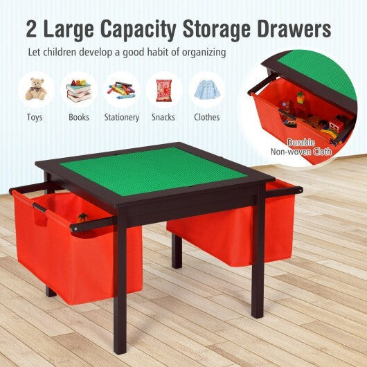 2-in-1 Kids Double-sided Activity Building Block Table with Drawers-White LuxuryLifeWay Online Store