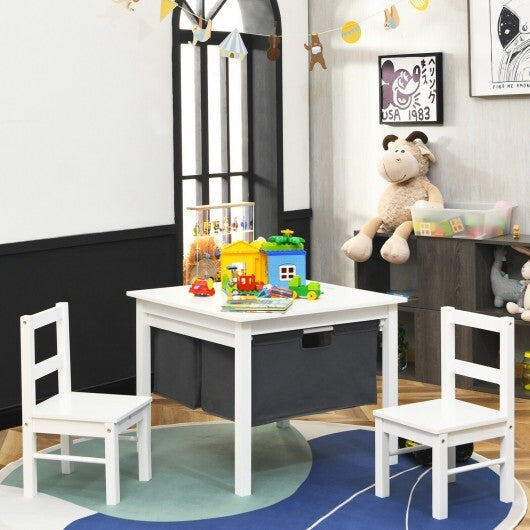 2-in-1 Kids Activity Table and 2 Chairs Set with Storage Building Block Table-White - Color: White LuxuryLifeWay Online Store