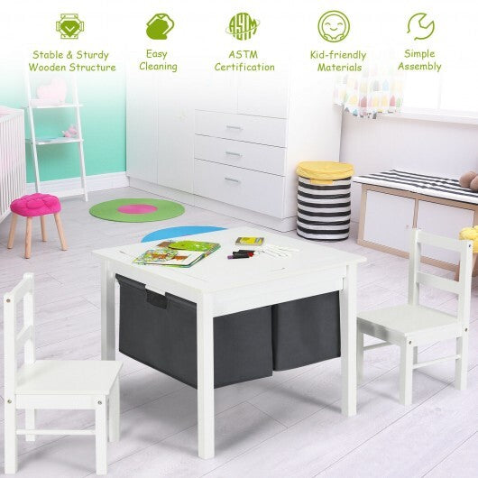 2-in-1 Kids Activity Table and 2 Chairs Set with Storage Building Block Table-White - Color: White LuxuryLifeWay Online Store