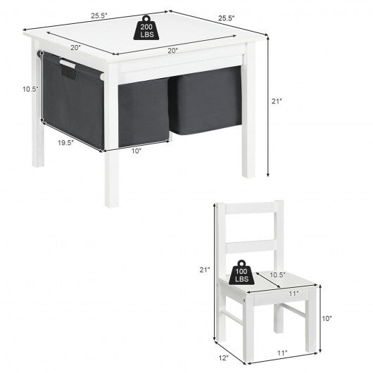 2-in-1 Kids Activity Table and 2 Chairs Set with Storage Building Block Table-White - Color: White LuxuryLifeWay Online Store