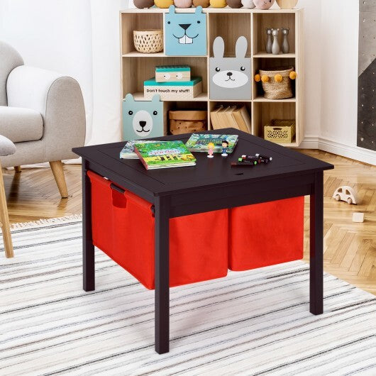 2-in-1 Kids Activity Table and 2 Chairs Set with Storage Building Block Table-Espresso LuxuryLifeWay Online Store