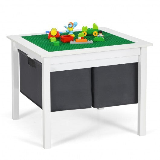 2-in-1 Kids Activity Table and 2 Chairs Set with Storage Building Block Table-Espresso LuxuryLifeWay Online Store