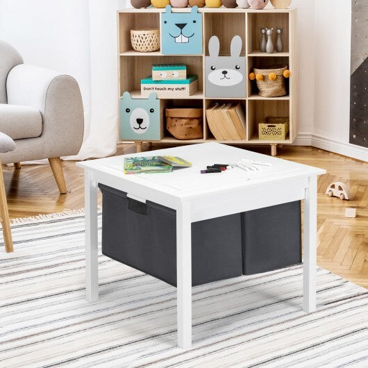 2-in-1 Kids Activity Table and 2 Chairs Set with Storage Building Block Table-Espresso LuxuryLifeWay Online Store