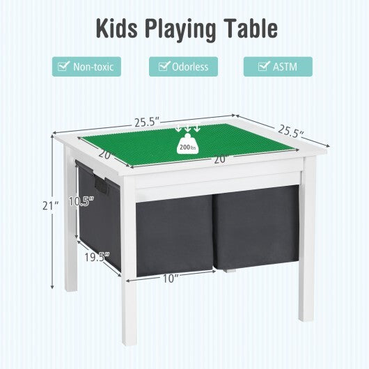 2-in-1 Kids Activity Table and 2 Chairs Set with Storage Building Block Table-Espresso LuxuryLifeWay Online Store
