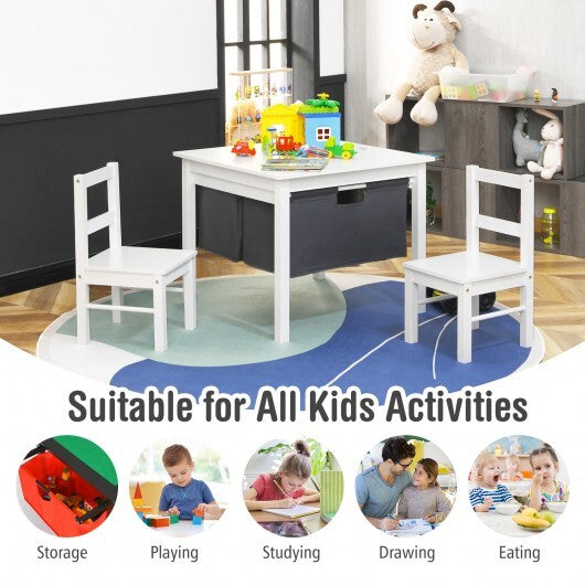 2-in-1 Kids Activity Table and 2 Chairs Set with Storage Building Block Table-Espresso LuxuryLifeWay Online Store
