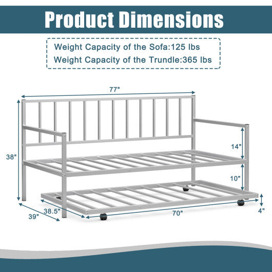 Twin Size Daybed and Trundle Frame Set Trundle Bedframe-Black LuxuryLifeWay Online Store