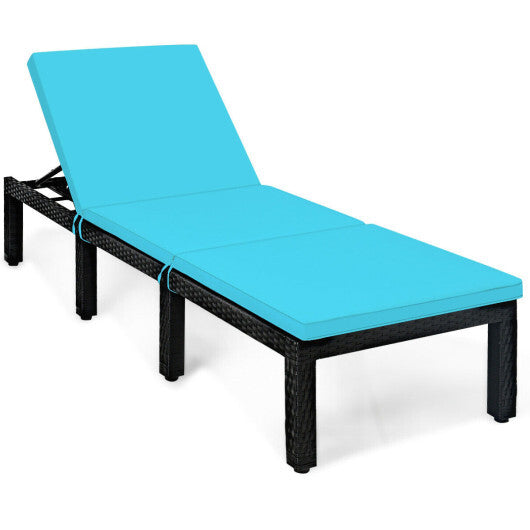 Patio Rattan Lounge Chair Chaise Couch Cushioned Height Adjustable-White LuxuryLifeWay Online Store