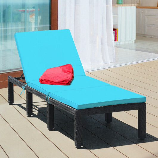 Patio Rattan Lounge Chair Chaise Couch Cushioned Height Adjustable-White LuxuryLifeWay Online Store