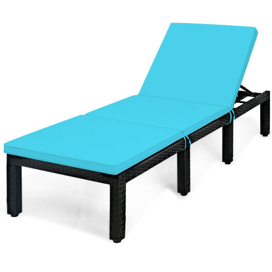 Patio Rattan Lounge Chair Chaise Couch Cushioned Height Adjustable-White LuxuryLifeWay Online Store