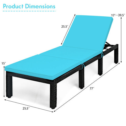 Patio Rattan Lounge Chair Chaise Couch Cushioned Height Adjustable-White LuxuryLifeWay Online Store