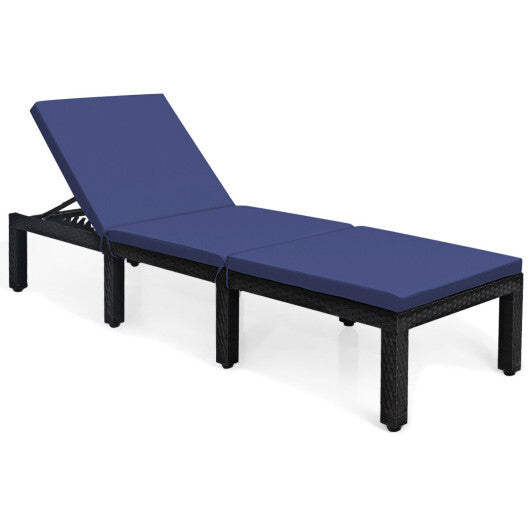 Patio Rattan Cushioned Height Adjustable Lounge Chair-Red & Off White LuxuryLifeWay Online Store