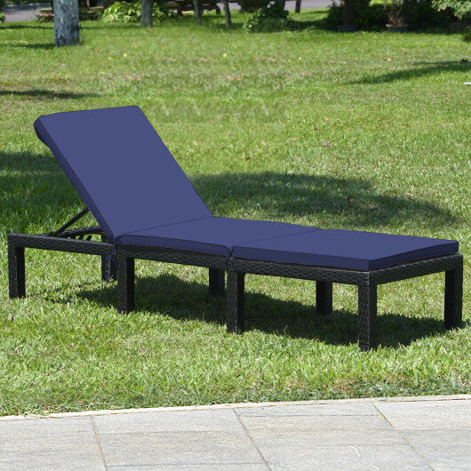 Patio Rattan Cushioned Height Adjustable Lounge Chair-Red & Off White LuxuryLifeWay Online Store