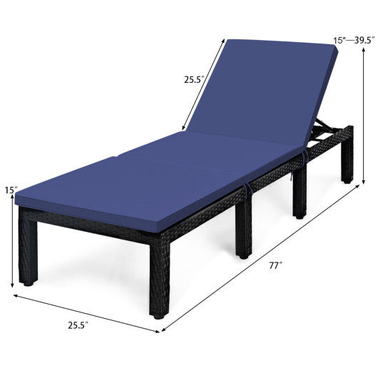 Patio Rattan Cushioned Height Adjustable Lounge Chair-Red & Off White LuxuryLifeWay Online Store