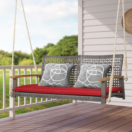 2-Person Patio Wicker Hanging Swing Chair-Red LuxuryLifeWay Online Store