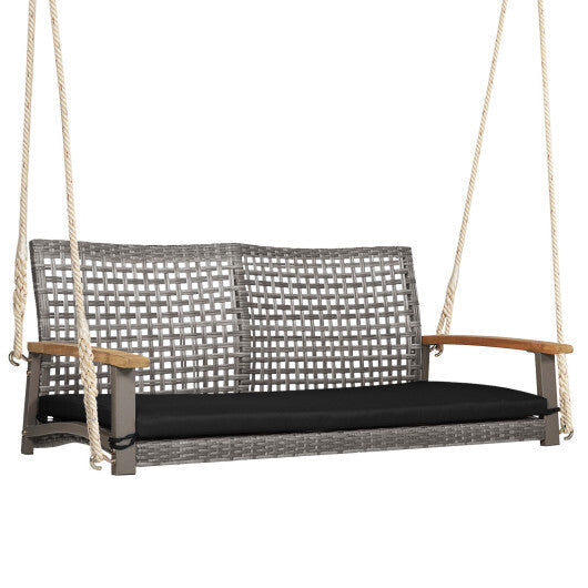 2-Person Patio Wicker Hanging Swing Chair-Red LuxuryLifeWay Online Store