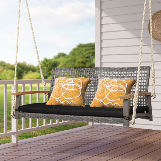 2-Person Patio Wicker Hanging Swing Chair-Red LuxuryLifeWay Online Store