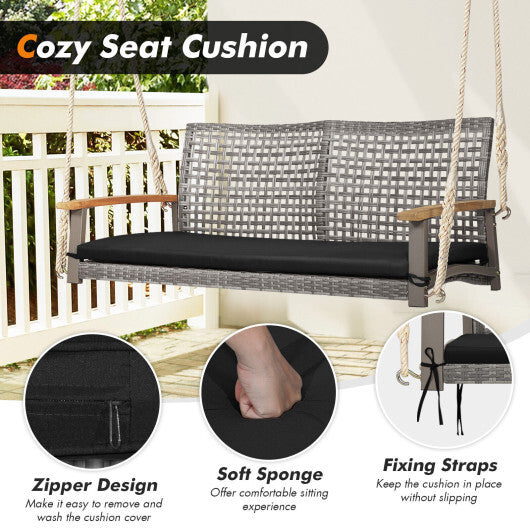 2-Person Patio Wicker Hanging Swing Chair-Red LuxuryLifeWay Online Store