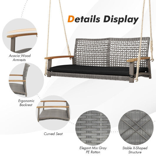 2-Person Patio Wicker Hanging Swing Chair-Red LuxuryLifeWay Online Store