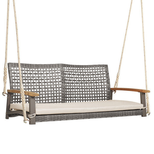2-Person Patio Wicker Hanging Swing Chair-Red LuxuryLifeWay Online Store