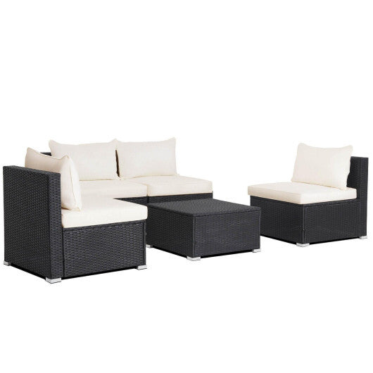 5 Pieces Outdoor Patio Furniture Set with Cushions and Coffee Table LuxuryLifeWay Online Store