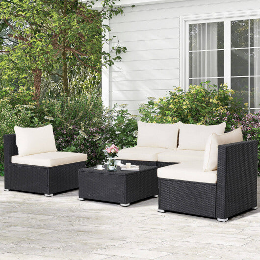 5 Pieces Outdoor Patio Furniture Set with Cushions and Coffee Table LuxuryLifeWay Online Store