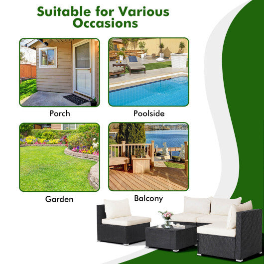 5 Pieces Outdoor Patio Furniture Set with Cushions and Coffee Table LuxuryLifeWay Online Store