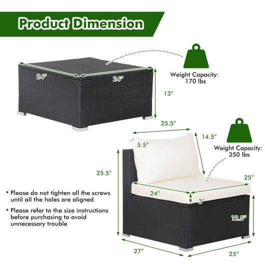 5 Pieces Outdoor Patio Furniture Set with Cushions and Coffee Table LuxuryLifeWay Online Store