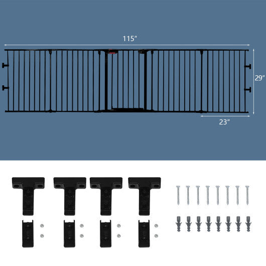 115 Inch Length 5 Panel Adjustable Wide Fireplace Fence-Black LuxuryLifeWay Online Store