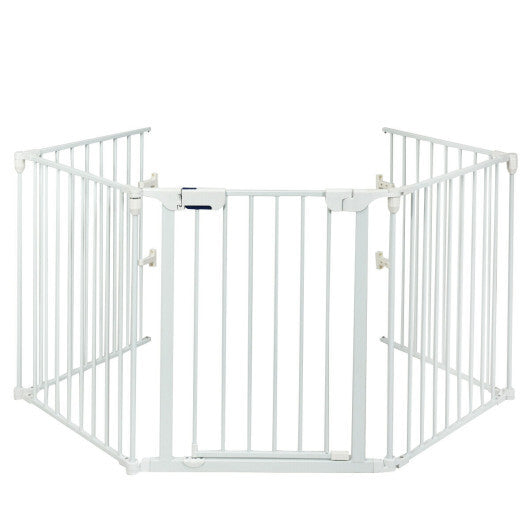 115 Inch Length 5 Panel Adjustable Wide Fireplace Fence-Black LuxuryLifeWay Online Store