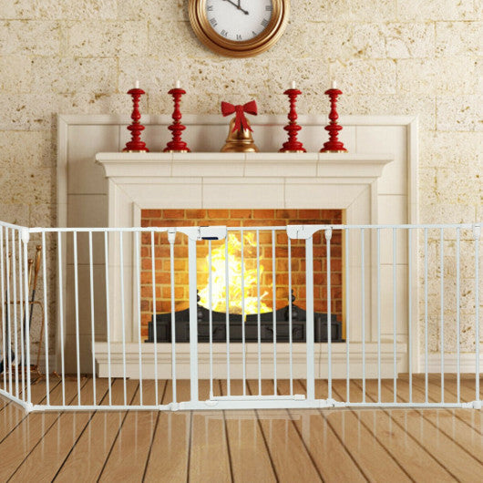 115 Inch Length 5 Panel Adjustable Wide Fireplace Fence-Black LuxuryLifeWay Online Store