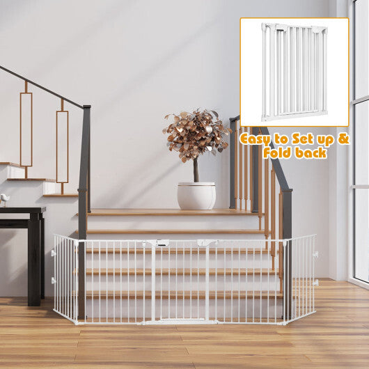 115 Inch Length 5 Panel Adjustable Wide Fireplace Fence-Black LuxuryLifeWay Online Store