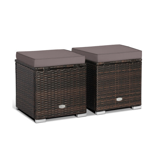2 Pieces Patio Ottoman with Removable Cushions-Gray - Color: Gray LuxuryLifeWay Online Store