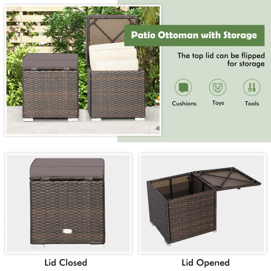2 Pieces Patio Ottoman with Removable Cushions-Gray - Color: Gray LuxuryLifeWay Online Store