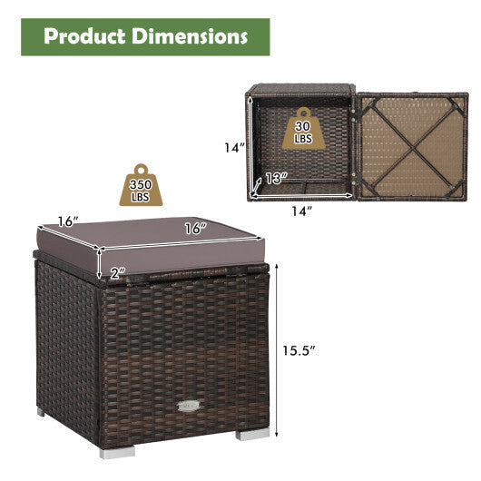 2 Pieces Patio Ottoman with Removable Cushions-Gray - Color: Gray LuxuryLifeWay Online Store