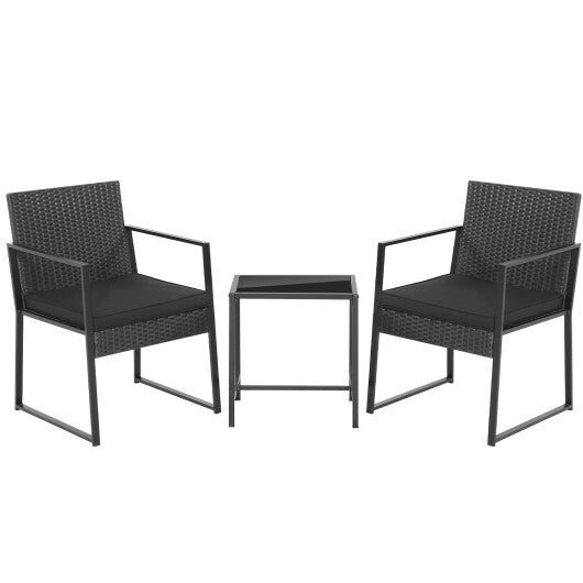 3 Pieces Modern Heavy Duty Patio Furniture Set with Coffee Table-Black LuxuryLifeWay Online Store