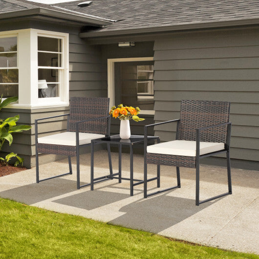 3 Pieces Modern Heavy Duty Patio Furniture Set with Coffee Table-Black LuxuryLifeWay Online Store