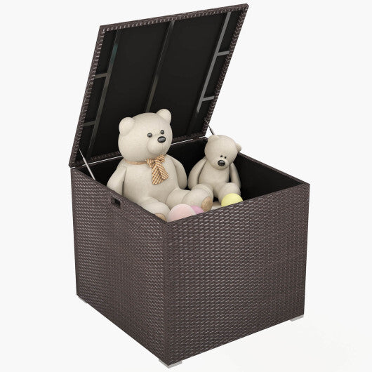 72 Gallon Rattan Outdoor Storage Box with Zippered Liner and Solid Pneumatic Rod LuxuryLifeWay Online Store