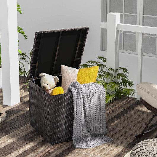 72 Gallon Rattan Outdoor Storage Box with Zippered Liner and Solid Pneumatic Rod LuxuryLifeWay Online Store