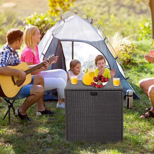 72 Gallon Rattan Outdoor Storage Box with Zippered Liner and Solid Pneumatic Rod LuxuryLifeWay Online Store