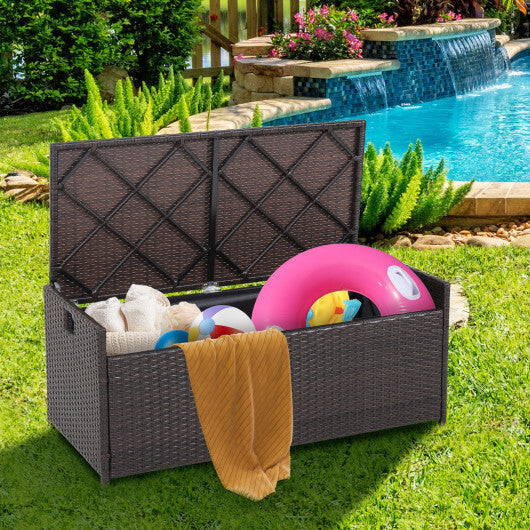 34 Gallon Patio Storage Bench with Seat Cushion and Zippered Liner LuxuryLifeWay Online Store