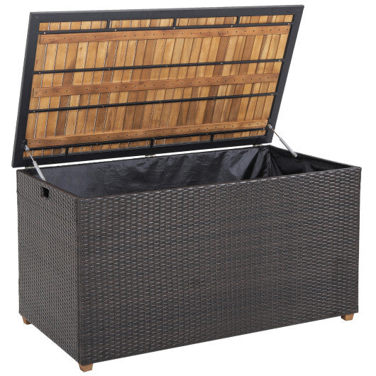 134 Gallon Rattan Storage Box with Zippered Liner and Solid Acacia Wood Top LuxuryLifeWay Online Store