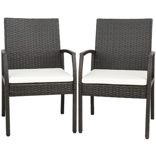 2 Pieces Patio Wicker Dining Armchair Set with Soft Zippered Cushion-Set of 2 LuxuryLifeWay Online Store