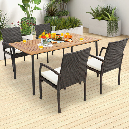 2 Pieces Patio Wicker Dining Armchair Set with Soft Zippered Cushion-Set of 2 LuxuryLifeWay Online Store