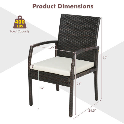 2 Pieces Patio Wicker Dining Armchair Set with Soft Zippered Cushion-Set of 2 LuxuryLifeWay Online Store