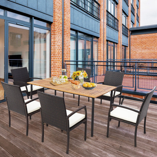 2 Pieces Patio Wicker Dining Armchair Set with Soft Zippered Cushion-Set of 2 LuxuryLifeWay Online Store